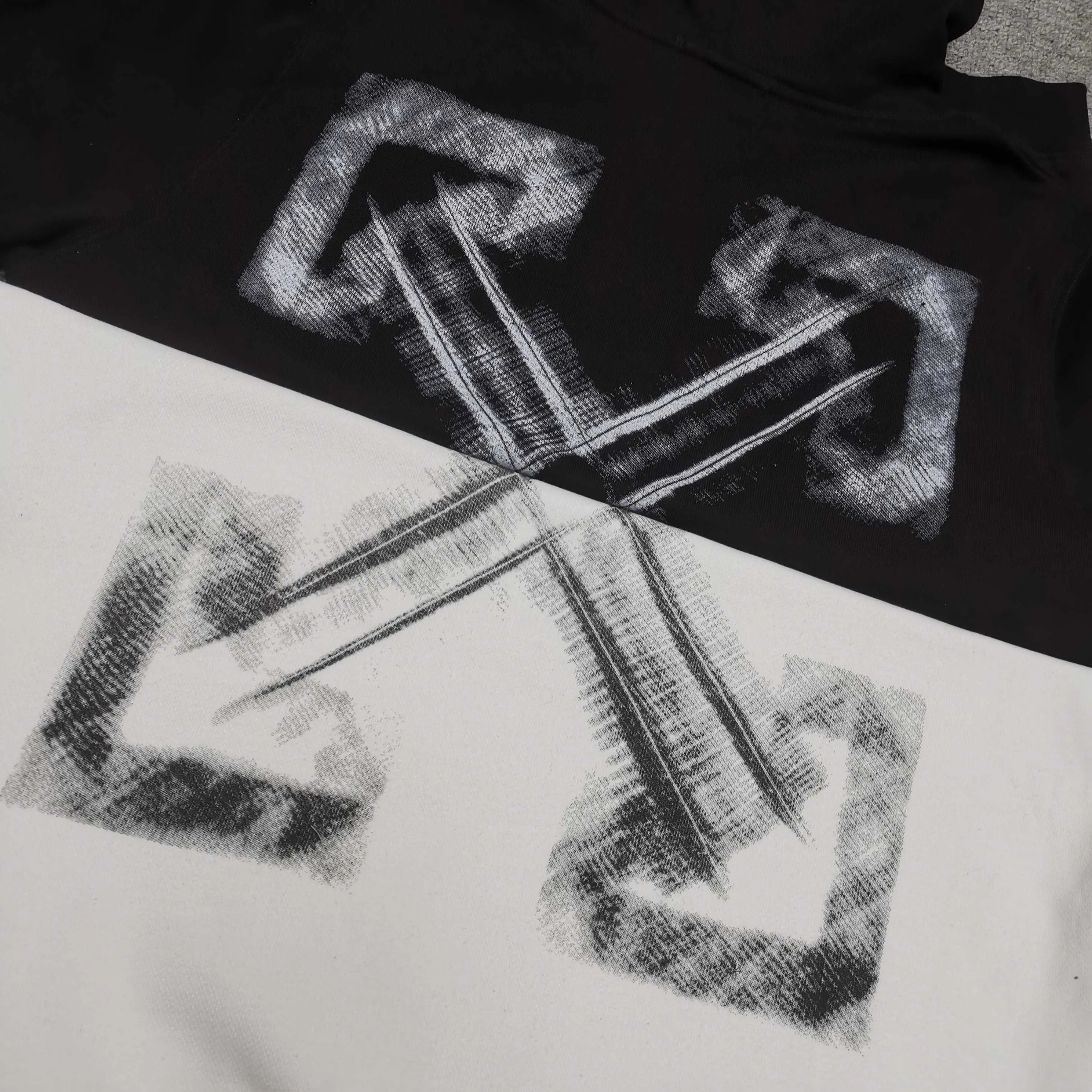 off white 25ss new arrow loose hooded sweatshirt Color: Black White Size: S M L XL P410